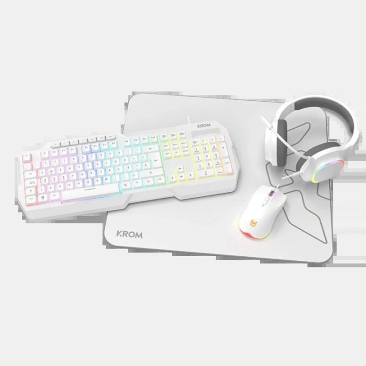 KROM KENTA PC Combo Gaming 4 en 1 RGB Blanco