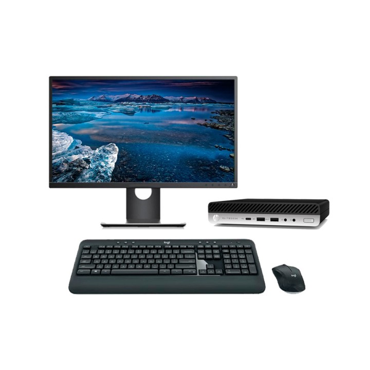 HP EliteDesk 800 G4 Mini PC Core i7 8700 3.2 GHz | LCD | 8 GB | 256 NVMe | TEC. Y RATÓN INALÁMBRICO | WIN 11 | DP
