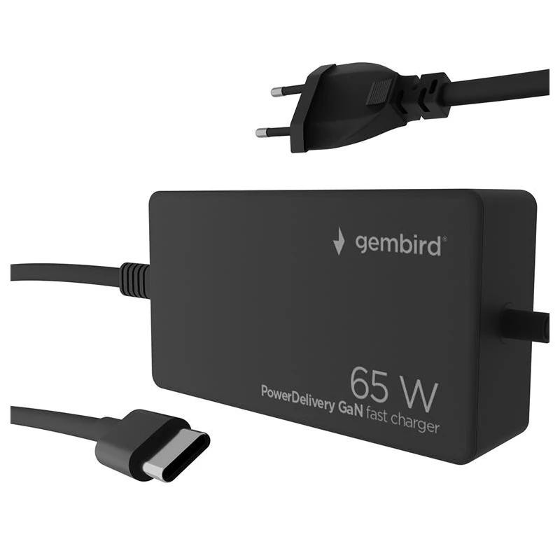 GEMBIRD Cargador rápido USB tipo C PD de 65 W GaN