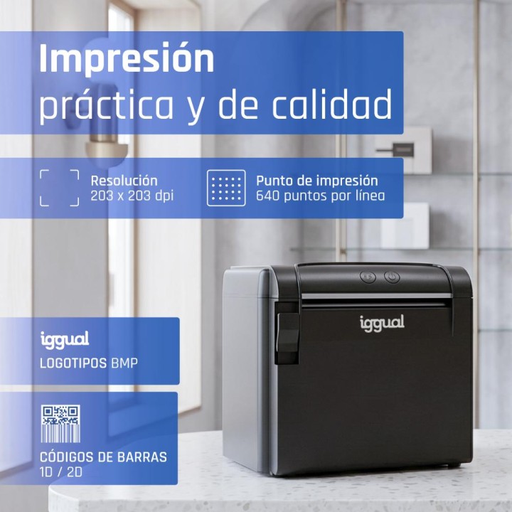 iggual Impresora Térmica TP9000 USB+RJ45+RJ45RS232
