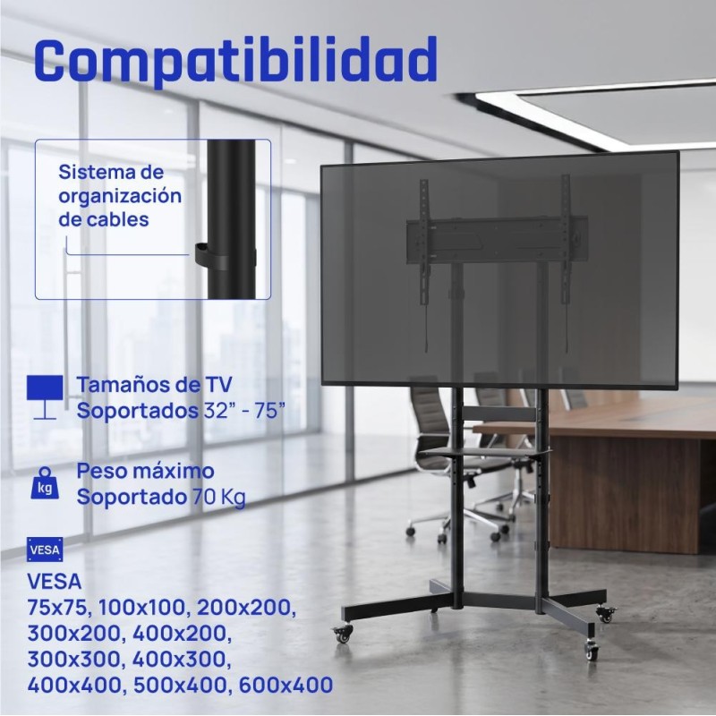 iggual SRTV75 Soporte TV suelo ruedas 32"-75" 70kg