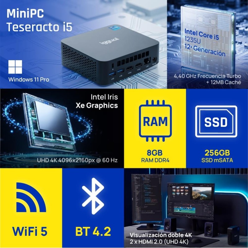 iggual Mini PC Teseracto i5 1235U 8+256 2HDMI W11P
