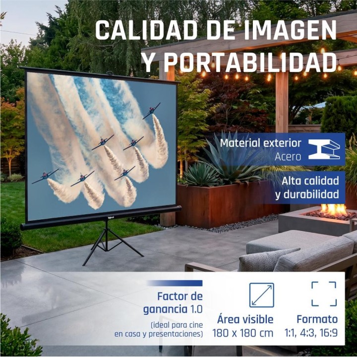 iggual Pantalla 100" 180x180 cm 1:1 trípode+bolsa