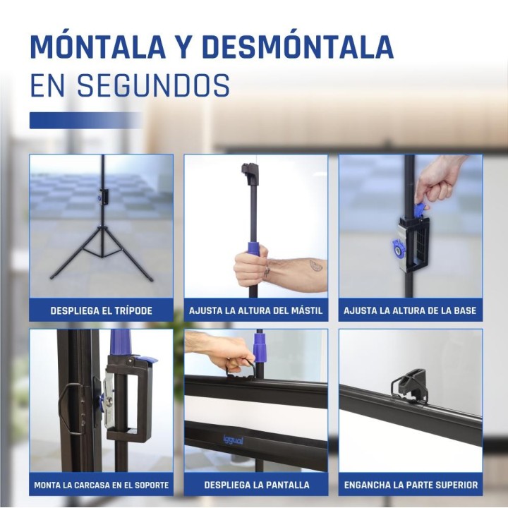 iggual Pantalla 100" 180x180 cm 1:1 trípode+bolsa