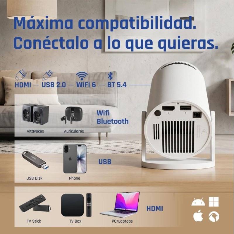 iggual Pack mini proyector + pantalla 100" plegabl