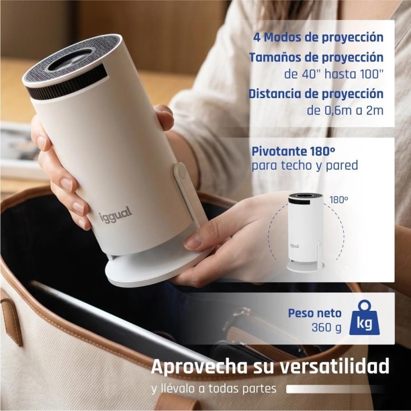 iggual Pack mini proyector + pantalla 120" plegabl