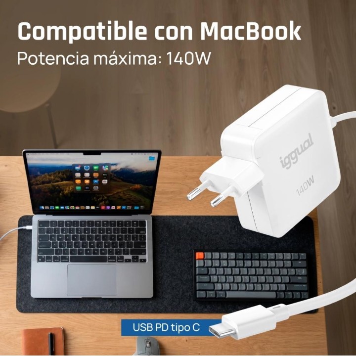 iggual Cargador portátil tipo C 140W MacBook