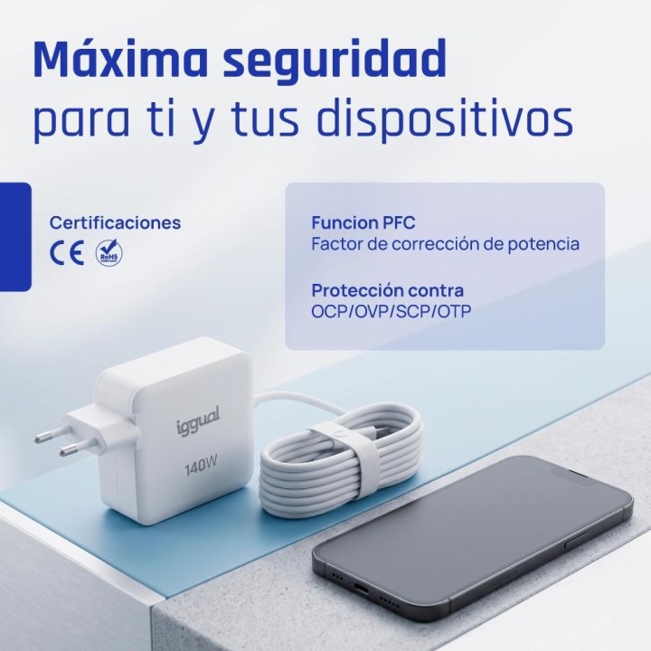 iggual Cargador portátil tipo C 140W MacBook