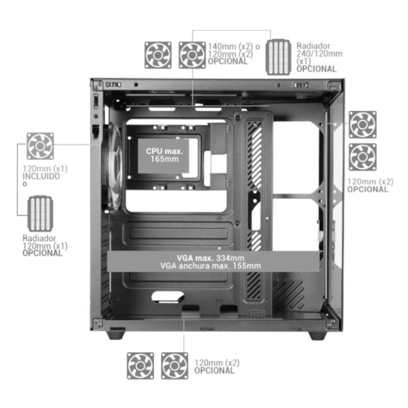 MARS GAMING Caja MCV-ONE Atx Doble Cámara Black