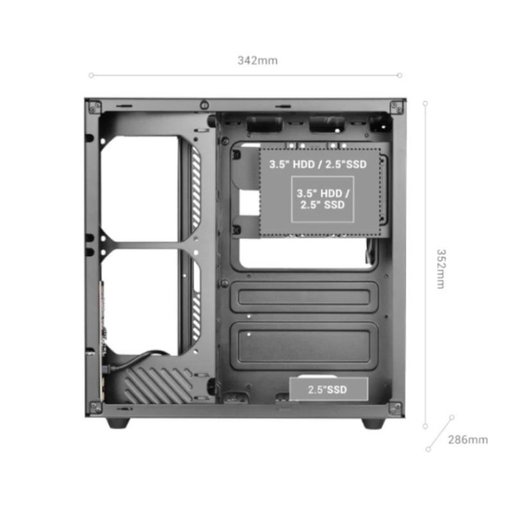 MARS GAMING Caja MCV-ONE Atx Doble Cámara Black