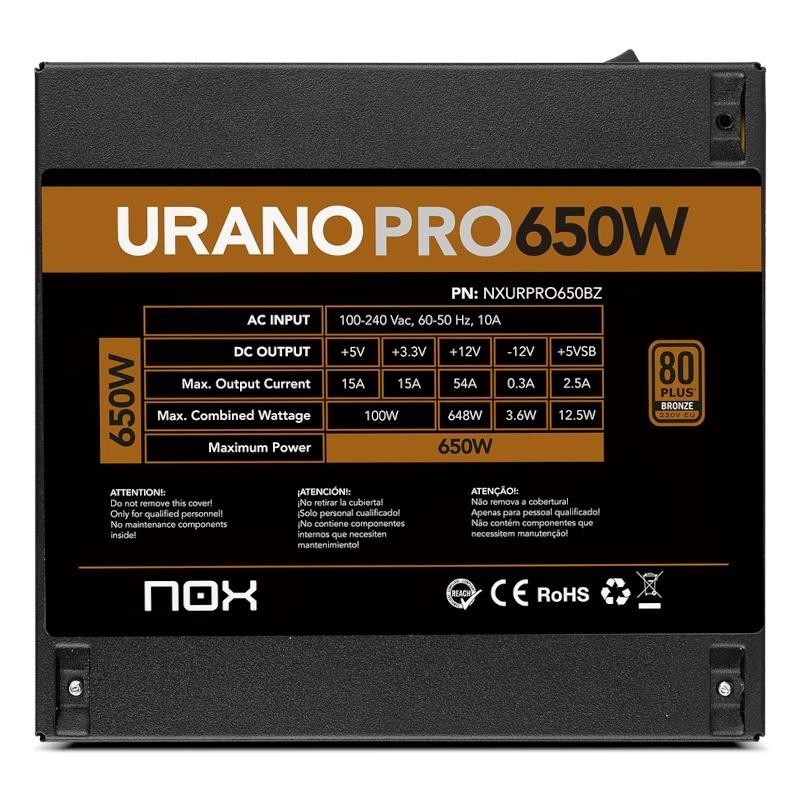 NOX Fuente ATX Urano PRO 650W Bronze