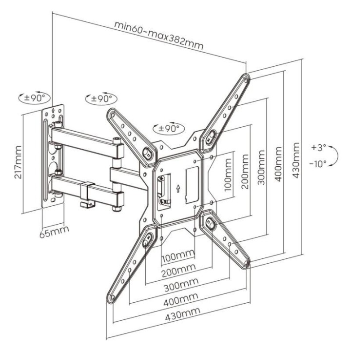 EWENT EW1525 Soporte pared TV ext 3 pivot 23-55"