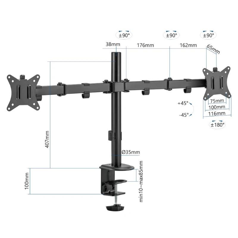 iggual SPM02 Soporte pinza mesa 2 monitores 17-32"