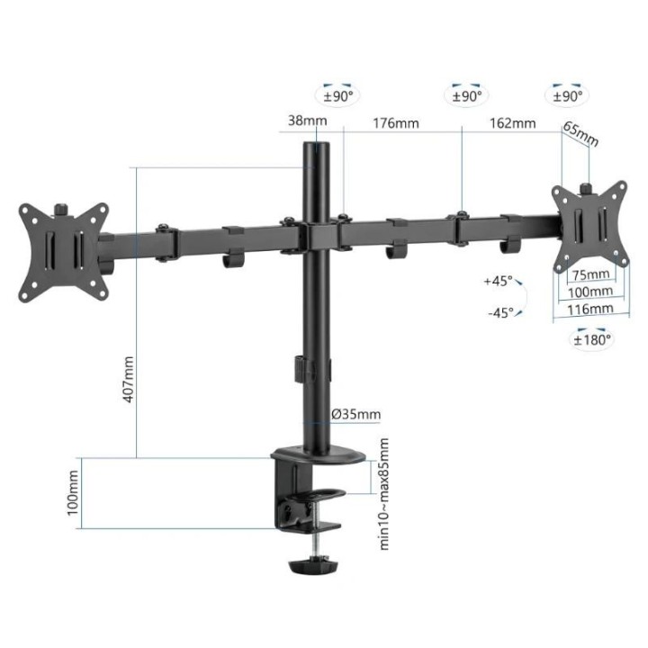 iggual SPM02 Soporte pinza mesa 2 monitores 17-32"