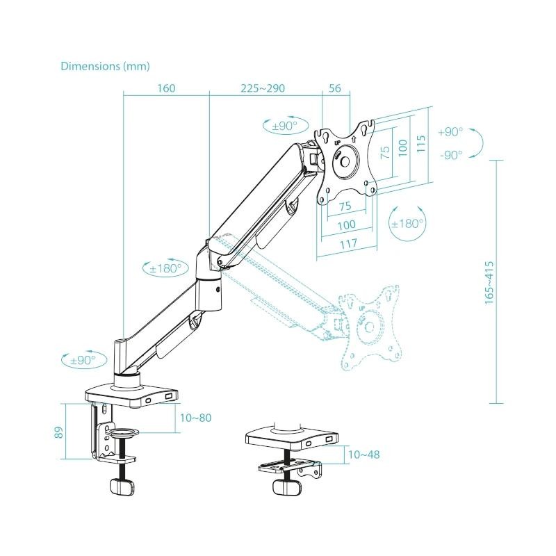 Tooq Soporte mesa DB1733TNR-B 1 brazo 17-32 Negro